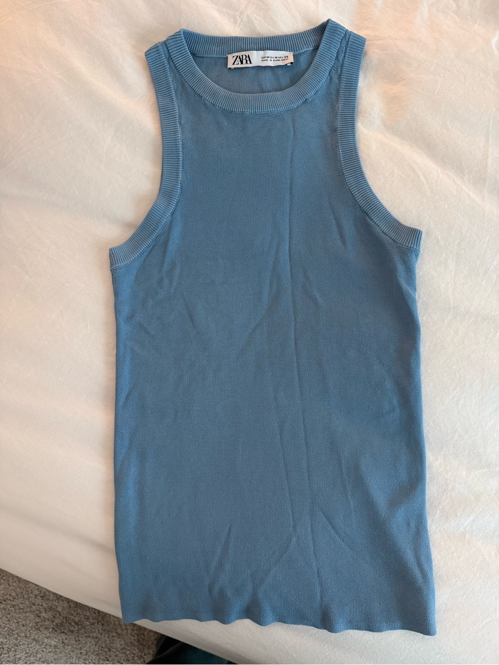 Zara fine knit Light Blue Ribbed tank top